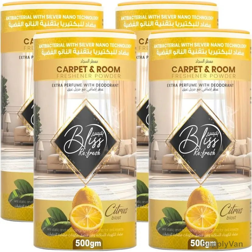 Swish Super Bliss Fresh Carpet Deodorizer and Room Freshener Powder, Fresh Citrus, 500GM, 4 Pcs/Pack