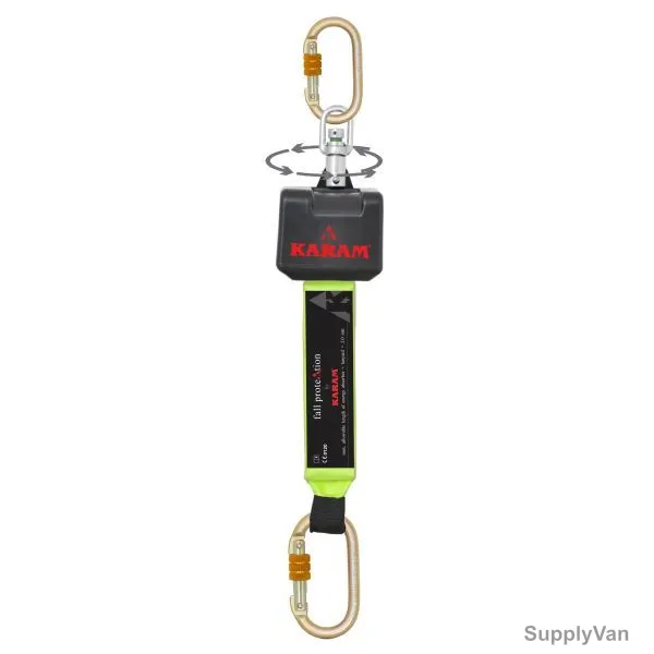 Karam Swivel Retractable Fall Arrester, PN2002-SW, 47MM, 2.5 Mtrs, Black
