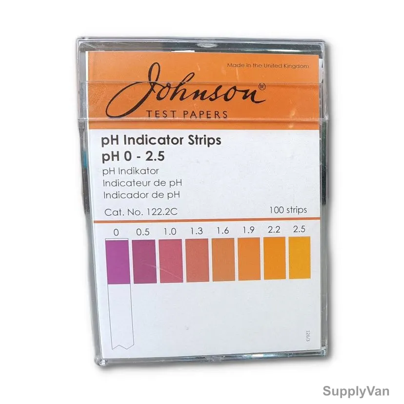 Johnson pH Indicator Non-Bleeding Test Strip, 122.2C, J-pHix, 0 to 2.5 pH, 100 Strips/Pack