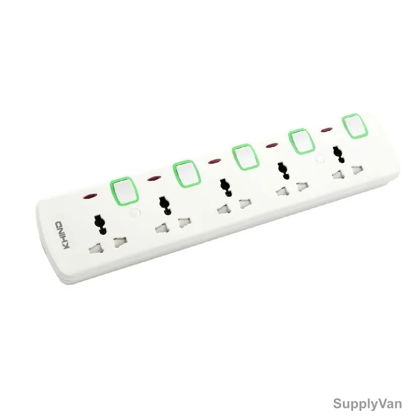 Khind Universal Extension Socket With Neon Indicator, ES8153M5M, 5 Way, 13A, 5 Mtrs Cable Length