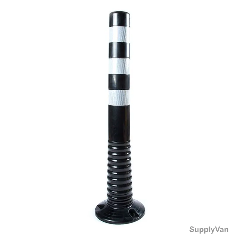 Flexible Parking Bollard Post, Rubber, 8CM Dia x 76CM Height, Black/White
