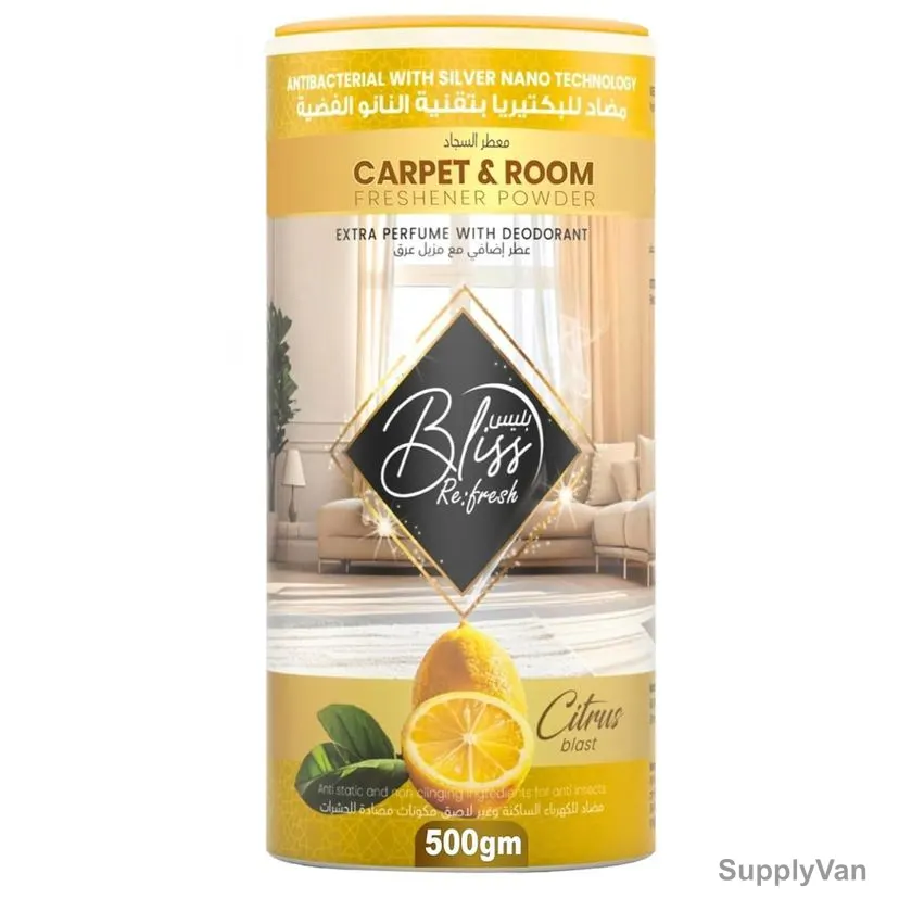Swish Super Bliss Fresh Carpet Deodorizer and Room Freshener Powder, Fresh Citrus, 500GM