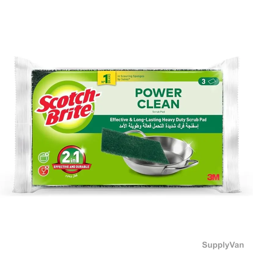 Scotch-Brite Heavy Duty Classic Scouring Pad, Green, 3 Pcs/Pack