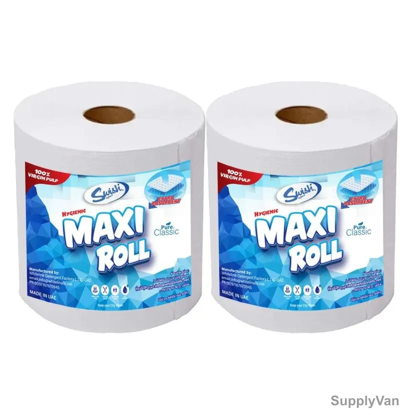 Swish Kitchen Paper Towel Tissue Roll, Embossed, 2 Ply, 500GM, 2 Pcs/Pack