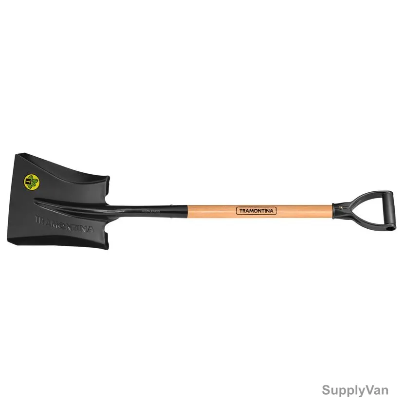 Tramontina Square Mouth Shovel With 71CM Wood Handle, 77472424, Black