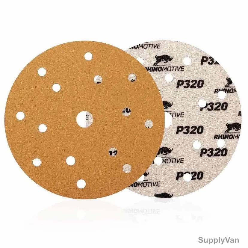 Rhinomotive Multi-Purpose Abrasive Disc, R1505, 150MM, P320, Gold, 100 Pcs/Box