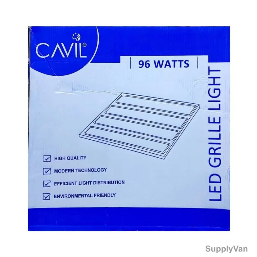 Cavil LED Grille Light, CPLED-AL-G6060-10P-UTH, 96W, 6500K, Cool Daylight, 10 Pcs/Pack