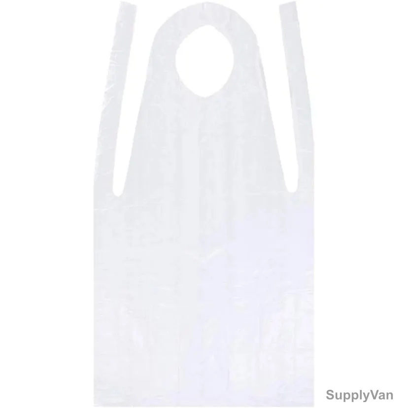Swish Waterproof Disposable Apron, Polyethylene, 28 Inch Width x 46 Inch Length, White, 100 Pcs/Pack