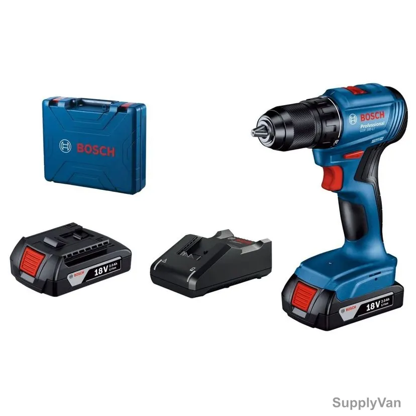 Bosch Professional Cordless Combi Drill With 2Pcs 2.0AH Battery and Charger, GSB-185-LI, 18V, 1.5-13MM Chuck Capacity
