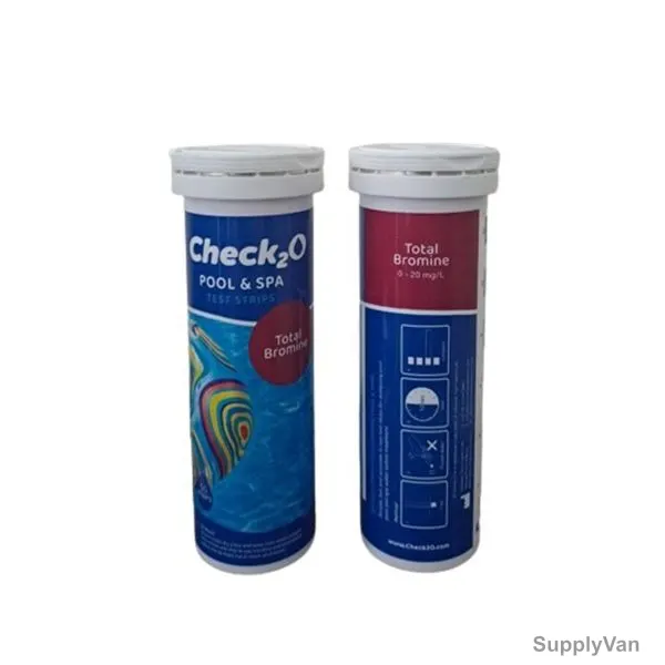 Johnson Pool and Spa Total Bromine Test Strip, 306.001, Check2O, 0 to 20 mg/L, 50 Strips/Pack