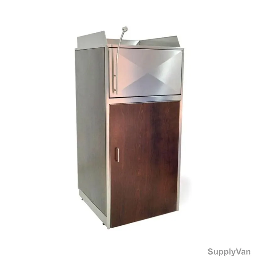 Akc Food Court Trash Bin, RB16, Stainless Steel, 90 Ltrs, Silver/Brown