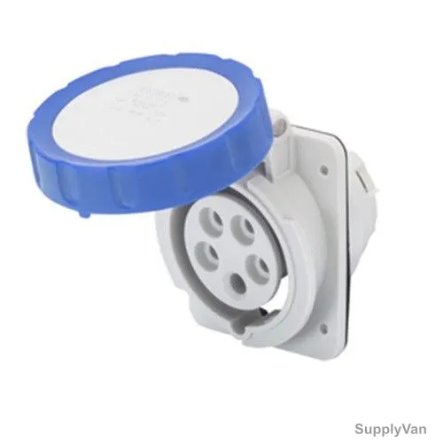 Gewiss 10 Deg Flush Mount Socket Outlet, GW62238H, IP66, 32A, 2P+E, White-Blue