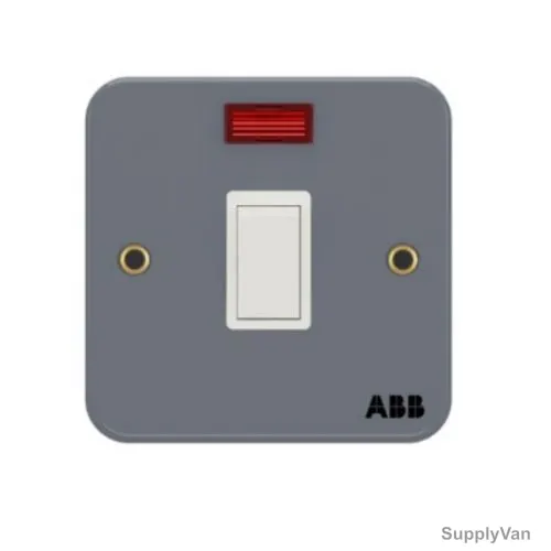 Abb Dual Pole Electrical Switch With LED, BM171, Metal Clad Series, Urea, 1 Gang, 20A
