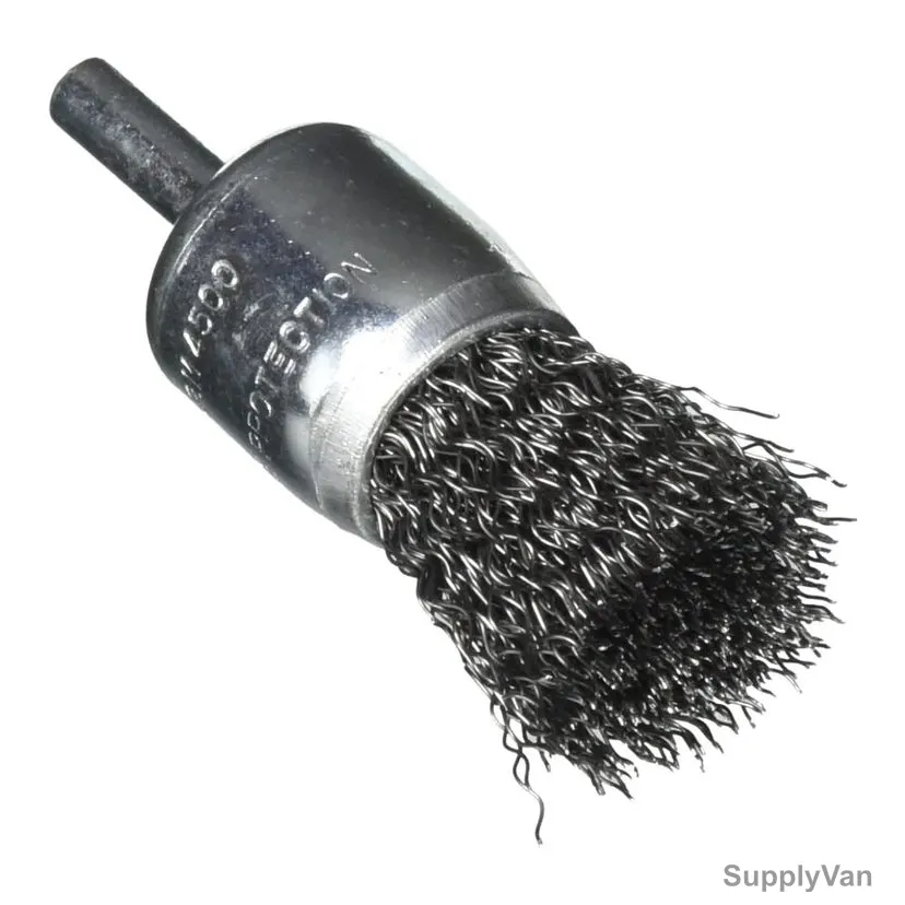 K-T Industries End Brush, 5-3364, Coarse Crimped, 1/4 Inch Shank Size x 1 Inch Dia