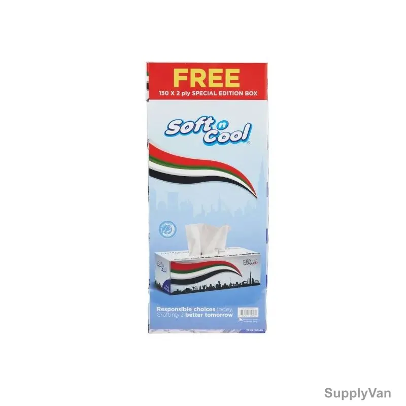 Soft n Cool Facial Tissue, 200 Sheets x 2 Ply 5 Boxes With Free 150 Sheets x 2 Ply 1 Box