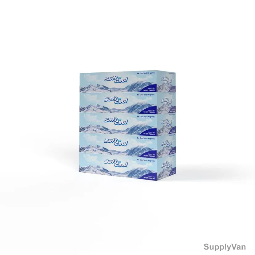 Soft n Cool Facial Tissue, SNCT100, 2 Ply, White, 500 Sheets/Pack