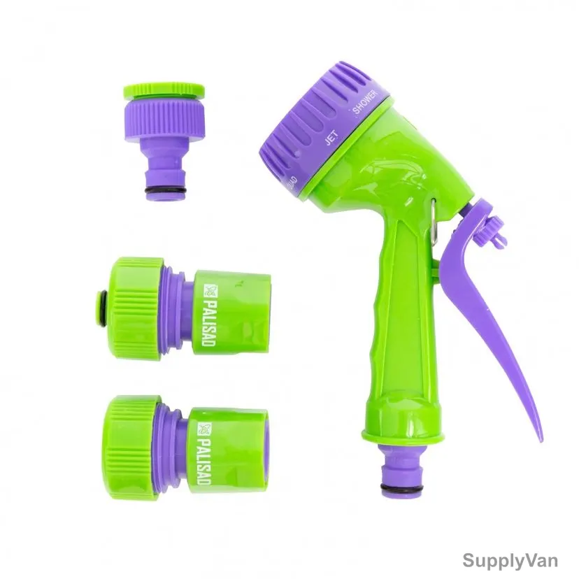 Palisad Water Spray Gun, 651788, ABS Plastic, 7 Mode, Green/Purple, 4 Pcs/Set