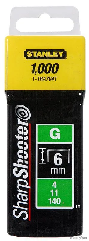 Stanley Type G Heavy Duty Staple Box, 1-TRA704T, 6MM, 1000 Pcs/Box