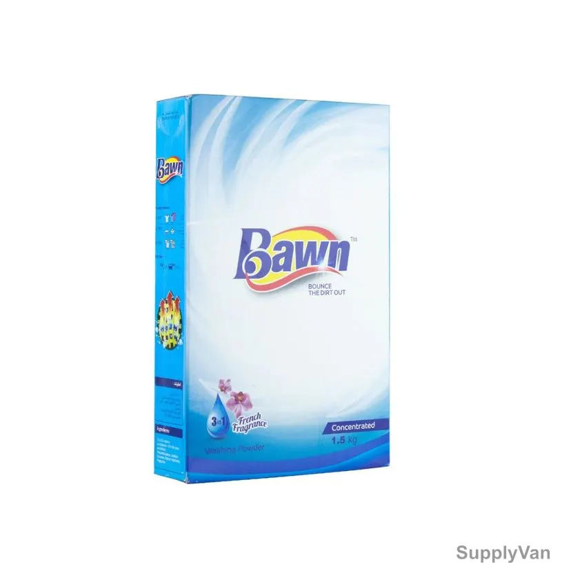 Bawn 3 in 1 Concentrated Washing Powder, French Fragrance, 1.5 Kg, 8 Pcs/Carton