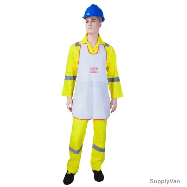 Ameriza Welding Apron W/ Piping, A102491720, Touch, Leather, 36 Inch, White