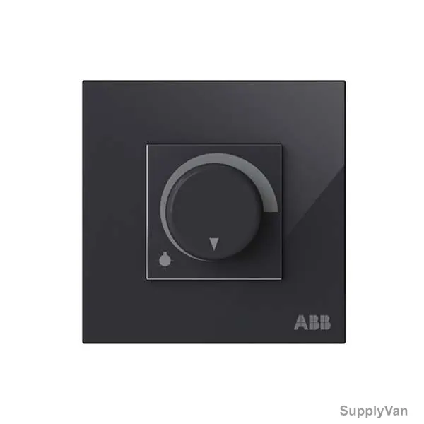 ABB Basic Rotary Dimmer With Frame, AM41344-BG, 1 Gang, 400W, Black Glass