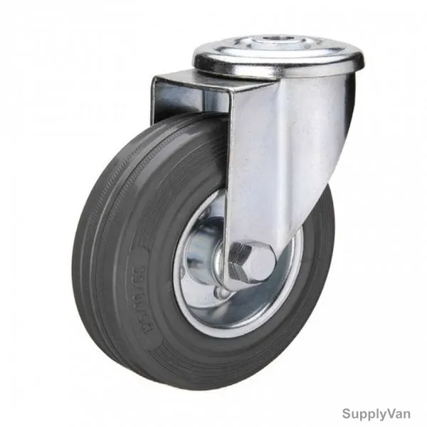 Liemke European Type Bolt Hole Swivel Caster, 18-11-6-13-2-20, Rubber, 200 x 50MM, 180 Kg