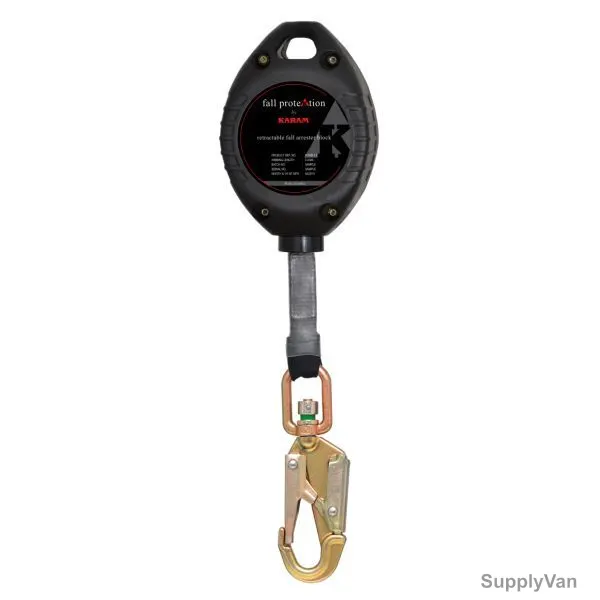 Karam Retractable Fall Arrester W/ Webbing, PCWB3.5, Polymer, 3.5 Mtrs, Black