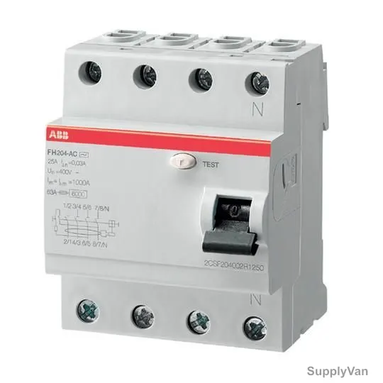 Abb Residual Current Circuit Breaker, FH204AC-40-0-03, 4P, 30mA, 40A