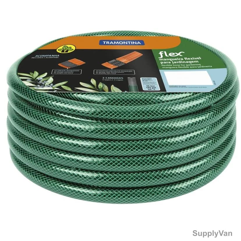 Tramontina Garden Hose, 79172100, Flex Series, 3 Layer, 10 Mtrs Length, Green
