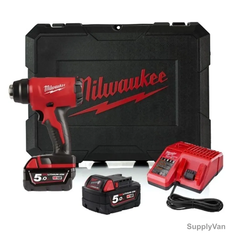 Milwaukee Cordless Heat Gun Kit, M18BHG-502C, 18V, 5 Pcs/Kit