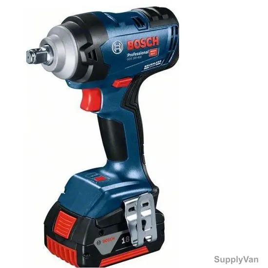 Bosch Professional Cordless Impact Wrench With 2x 4.0Ah Battery and Charger, GDS-250-Li, 18V, 0-2400 RPM, 5 Pcs/Set