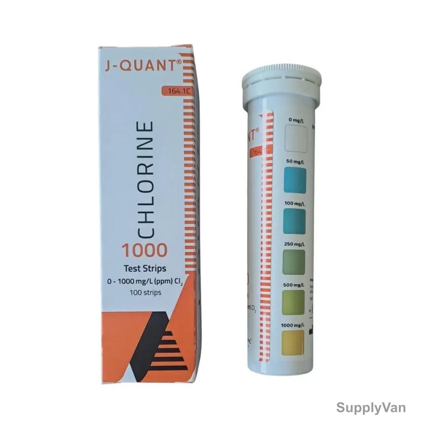 Johnson Chlorine Test Strip, 164.1C, J-Quant, 0 to 1000 PPM, 100 Strips/Vial
