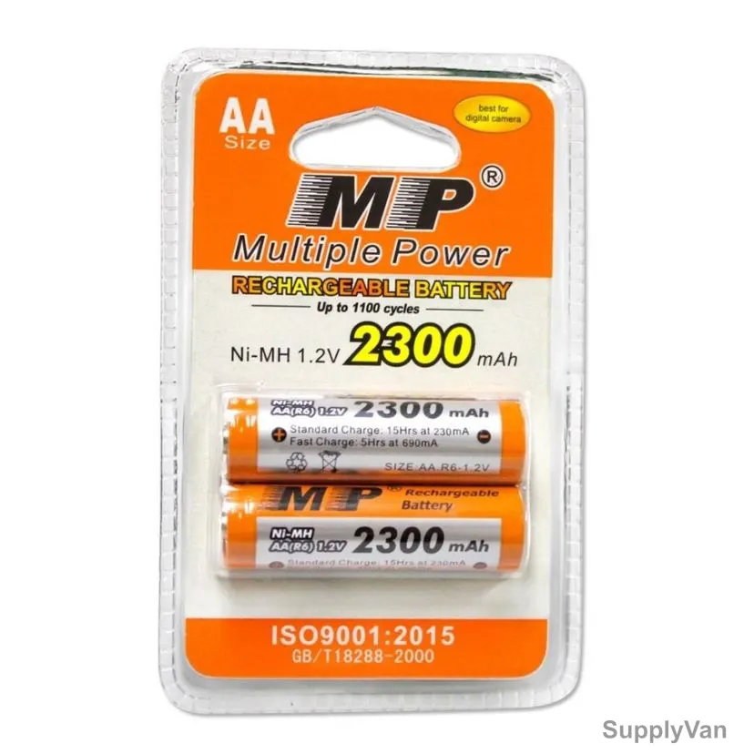 Mp Multiple Power Rechargeable Battery, AA, Ni-MH, 2300mAh, 1.2V, 2 Pcs/Pack