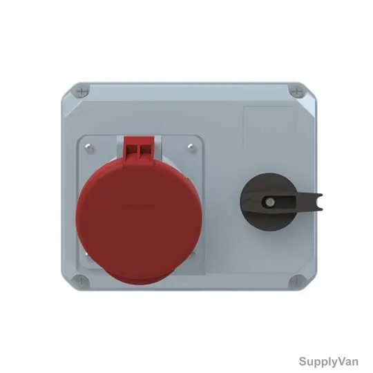 Abb Horizontal Switched Interlocked Socket Outlet, 363MHS6, 380-415V, IP44, 63A, 3P+E, Red