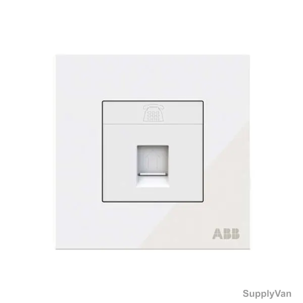ABB Telephone Socket, AM32144-WG, Millenium, 4P, 1 Gang, RJ11, White Glass