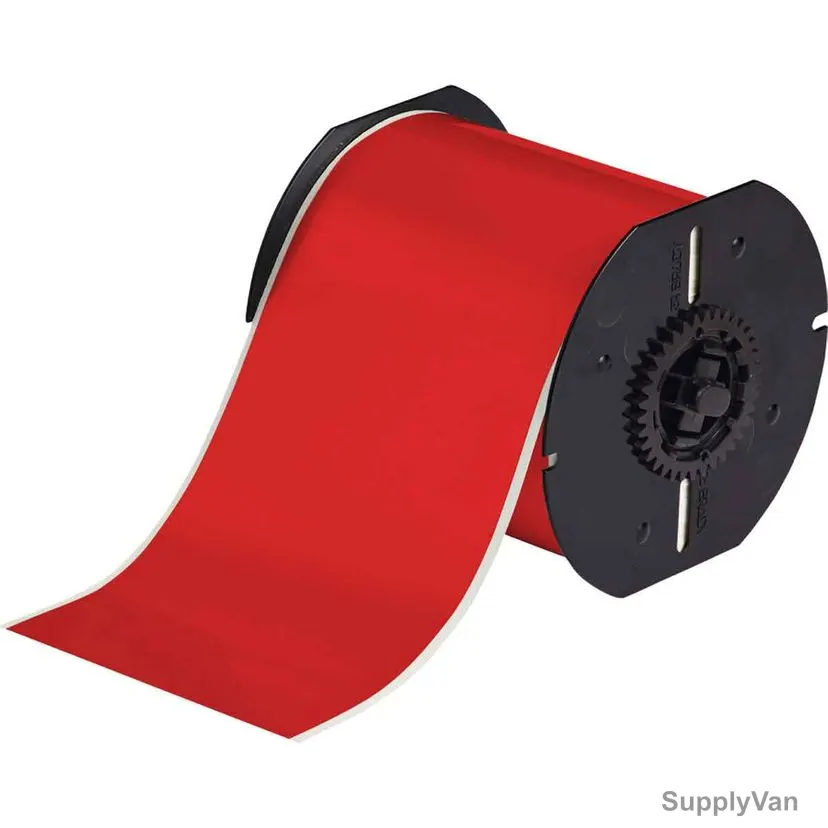 Brady All Weather Label Tape, 142023, B30 Series, 4 Inch Width x 100 Feet Length, Vinyl, Red