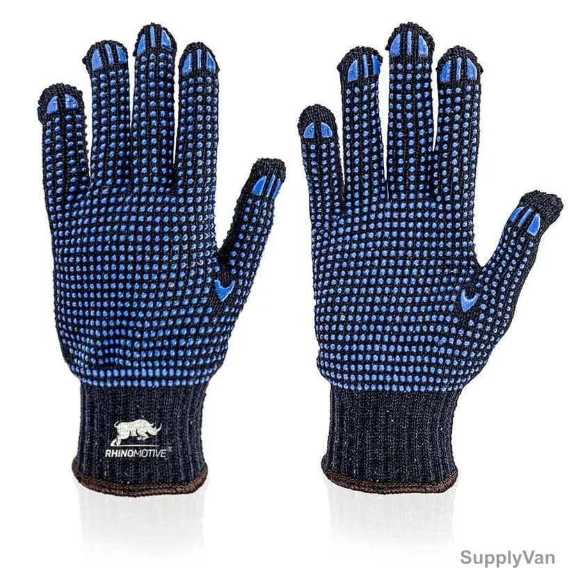 Rhinomotive Trusted Anti-Slippery Dotted Gloves, R1304, Size9, Blue