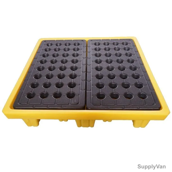 Sai-U, 4 Drum Spill Containment Pallet, DP004H, 1300MM Length x 1300MM Width, 260 Ltrs Capacity, Yellow