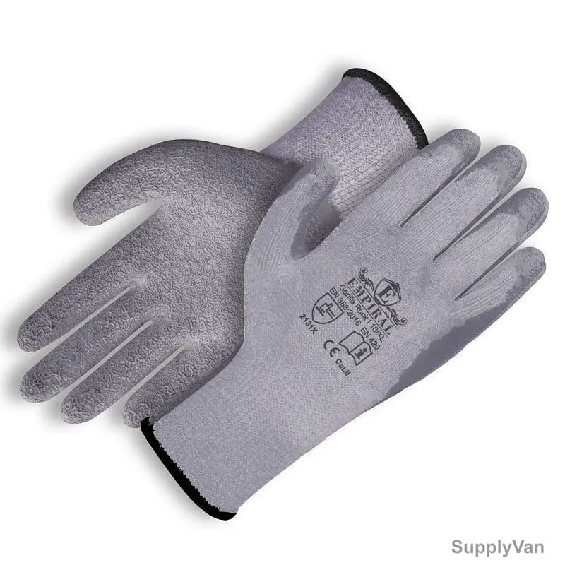 Empiral Latex Palm Coated Gloves, Gorilla Rock I, Polycotton, XL, Grey