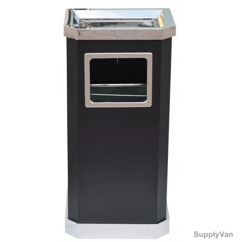 Brooks D-Top Model Ashtray Bin, BKS-SS-ASH-472, 320MM Length x 260MM Width, 650MM Height, Black