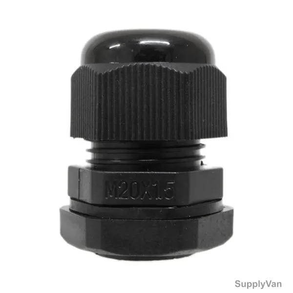 PVC Gland, PG-M20, 6-12MM Cable Size, Black, 100 Pcs/Pack