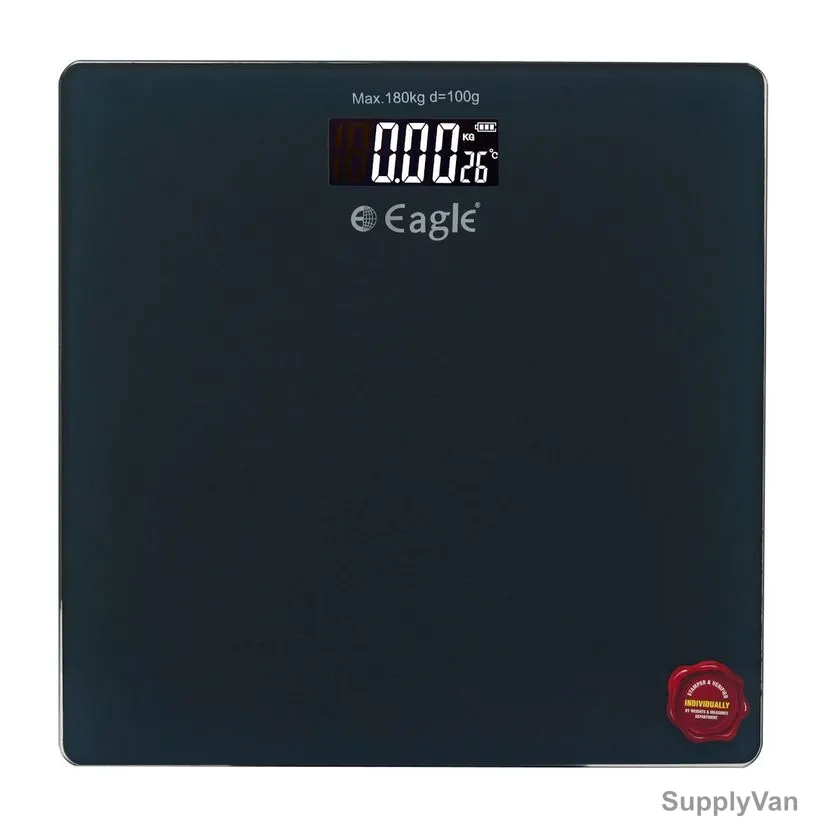 Eagle Bathroom Scale, EEP1007A, 300MM Width x 300MM Length, 180 Kg Weight Capacity, Dark Grey