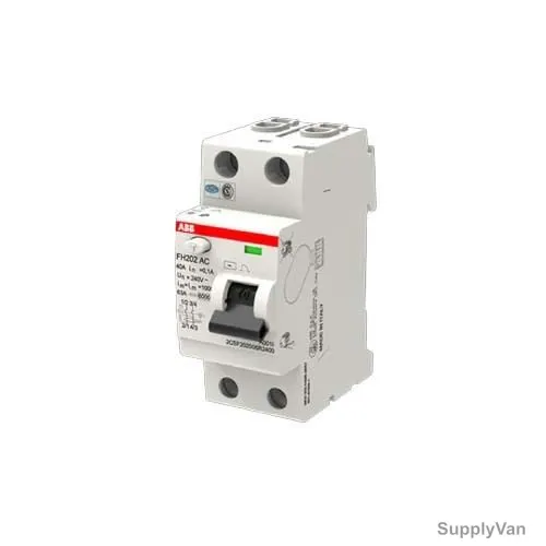 ABB Residual Current Circuit Breaker, FH202-AC-40-0-1, 2 Pole, 100mA, 40A