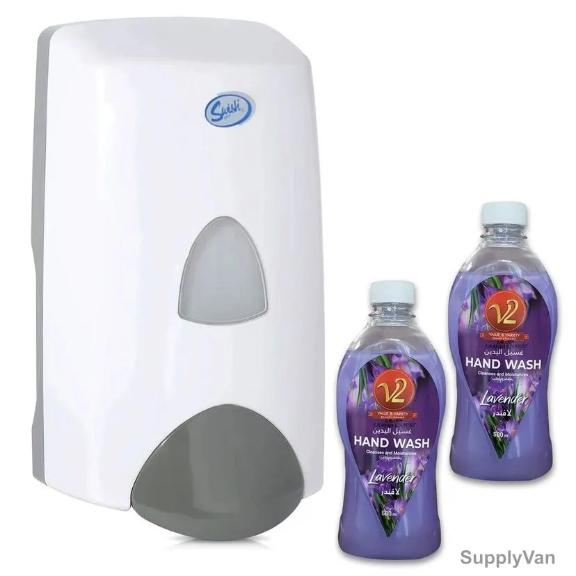 Swish Super Wall Mounted Manual Soap Dispenser With 2 Pcs 500ML Hand Wash Refill Bottle, 1000ML
