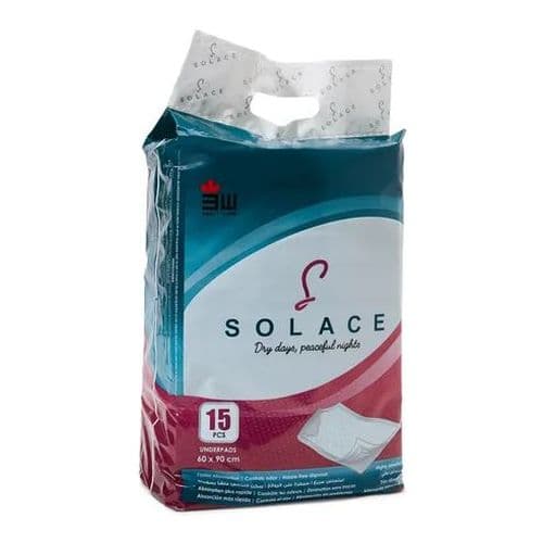 3W Solace Underpads, 11310, CM Series, 60CM Width x 90CM Length, 15 Pcs/Pack