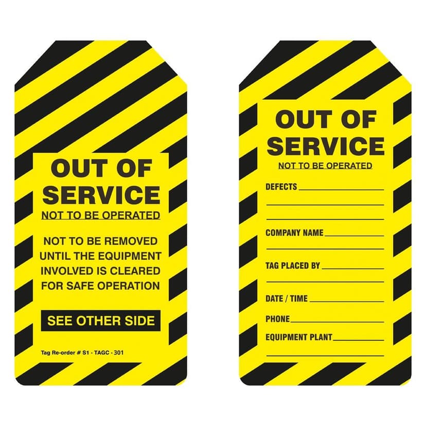 Safety Tag, S1-TAGC-301, PVC, 160 x 80MM, Yellow